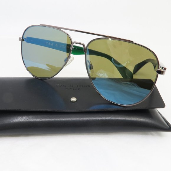 rag & bone Other - Rag & Bone RNB5003/S SMF 3U 62mm New Aviator Nickel Gunmetal Green Sunglasses